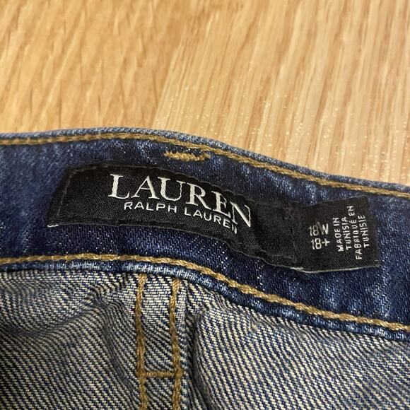 Ralph Lauren Black Label Lace Applique Patchwork Jeans Relaxed Tapered Size 18W - Picture 4 of 6